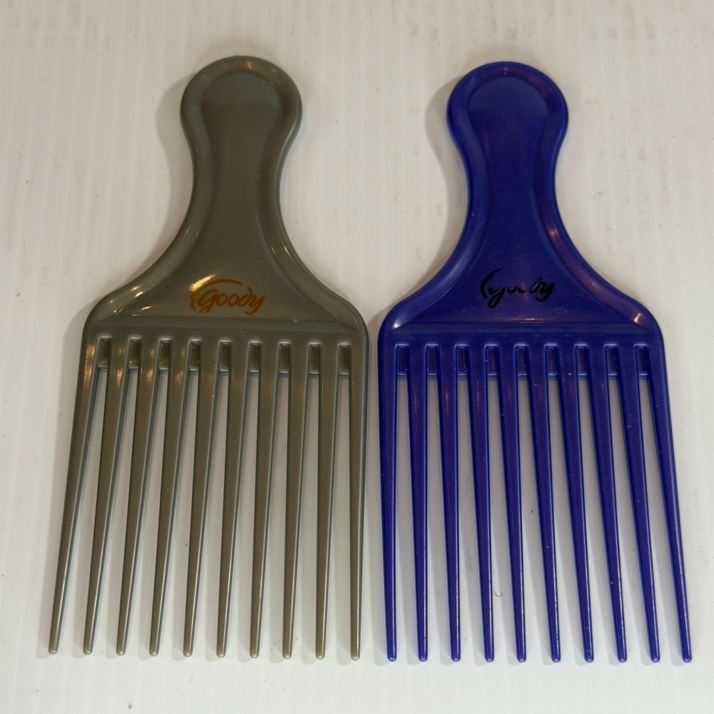 Vintage Goody Lift Comb Hair Pick Lot of 2 Retro 1980s 1990s Gray Purple